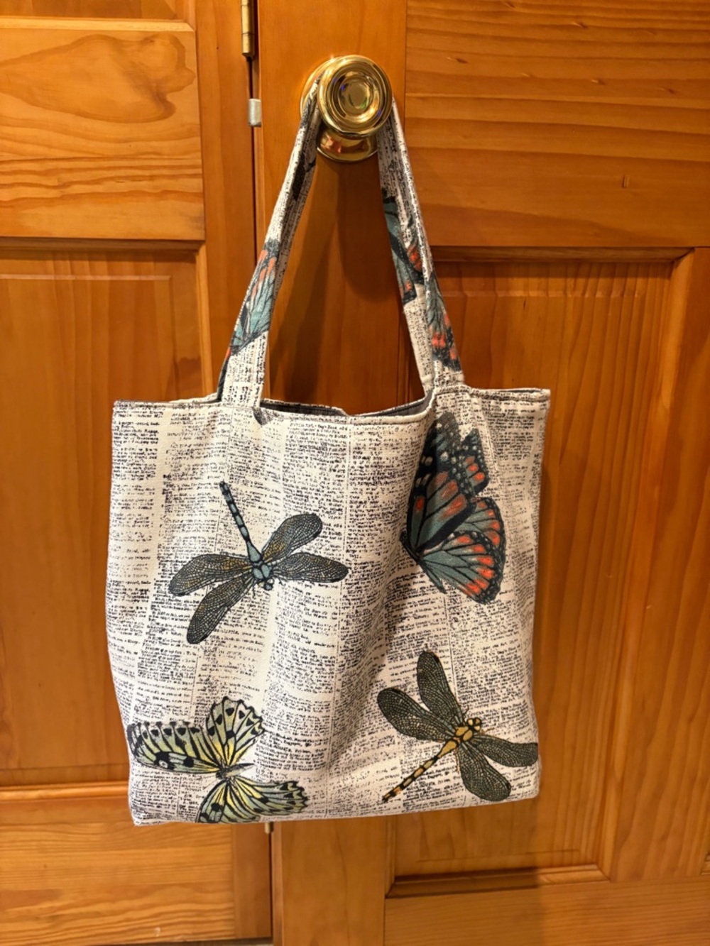 Tote w/ Matching Eyeglass case Butterfly & Dragonfly Print - Picture 2 of 7